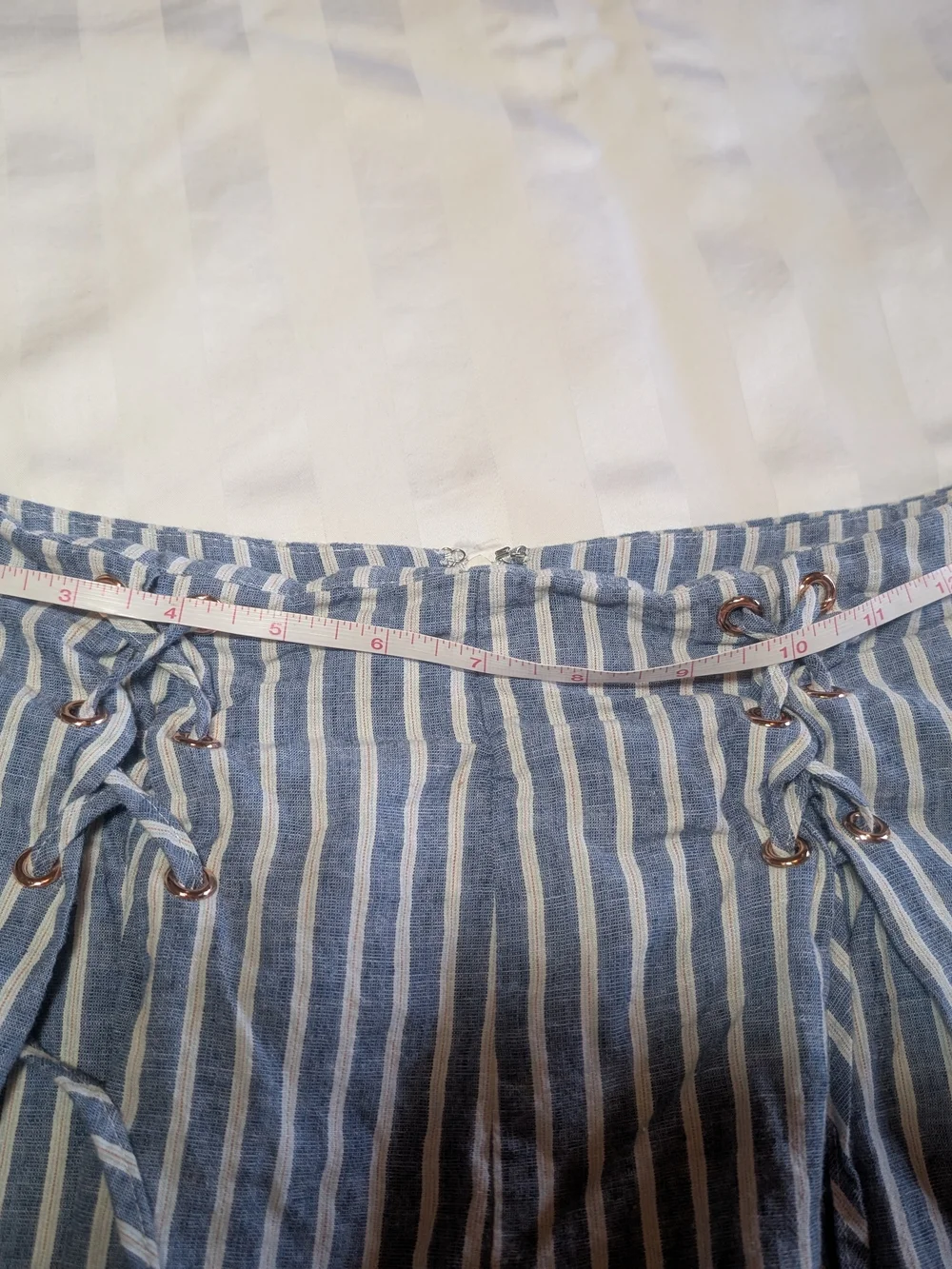 Guess Blue & White Striped Lace-Up Shorts Skort Womens Small
